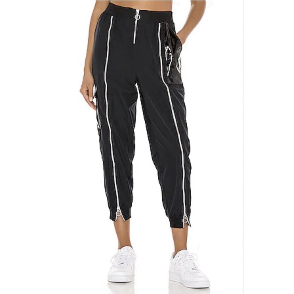 Nike Y2K Rare Women Black ICON CLASH WOVEN PANTS Size XL NWOT‎ Silver Zippers